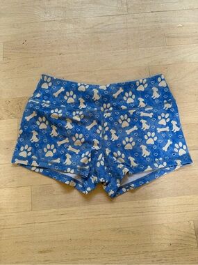 Savage Barbell Blue Athletic Shorts with Cream Paw & Bone Print